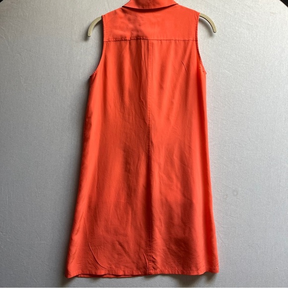 Zoe & Sam 100% Silk Orange Sleeveless Button-Down Dress Sz S - Picture 2 of 9